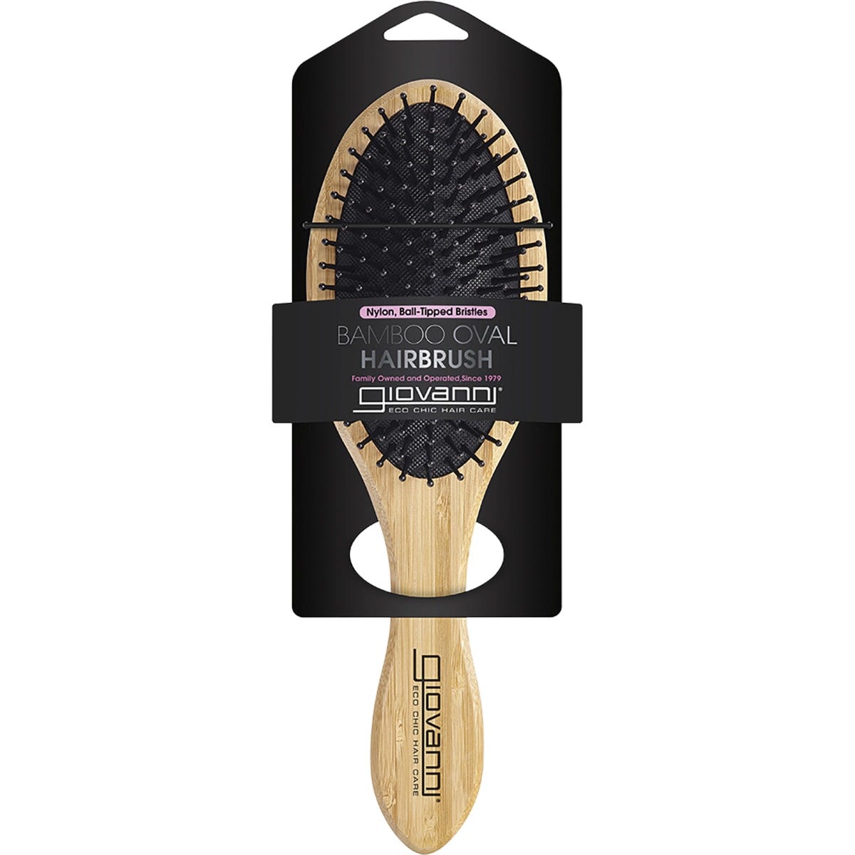 Giovanni- Bamboo Hair Brush Oval Nylon Ball Tipped Bristles