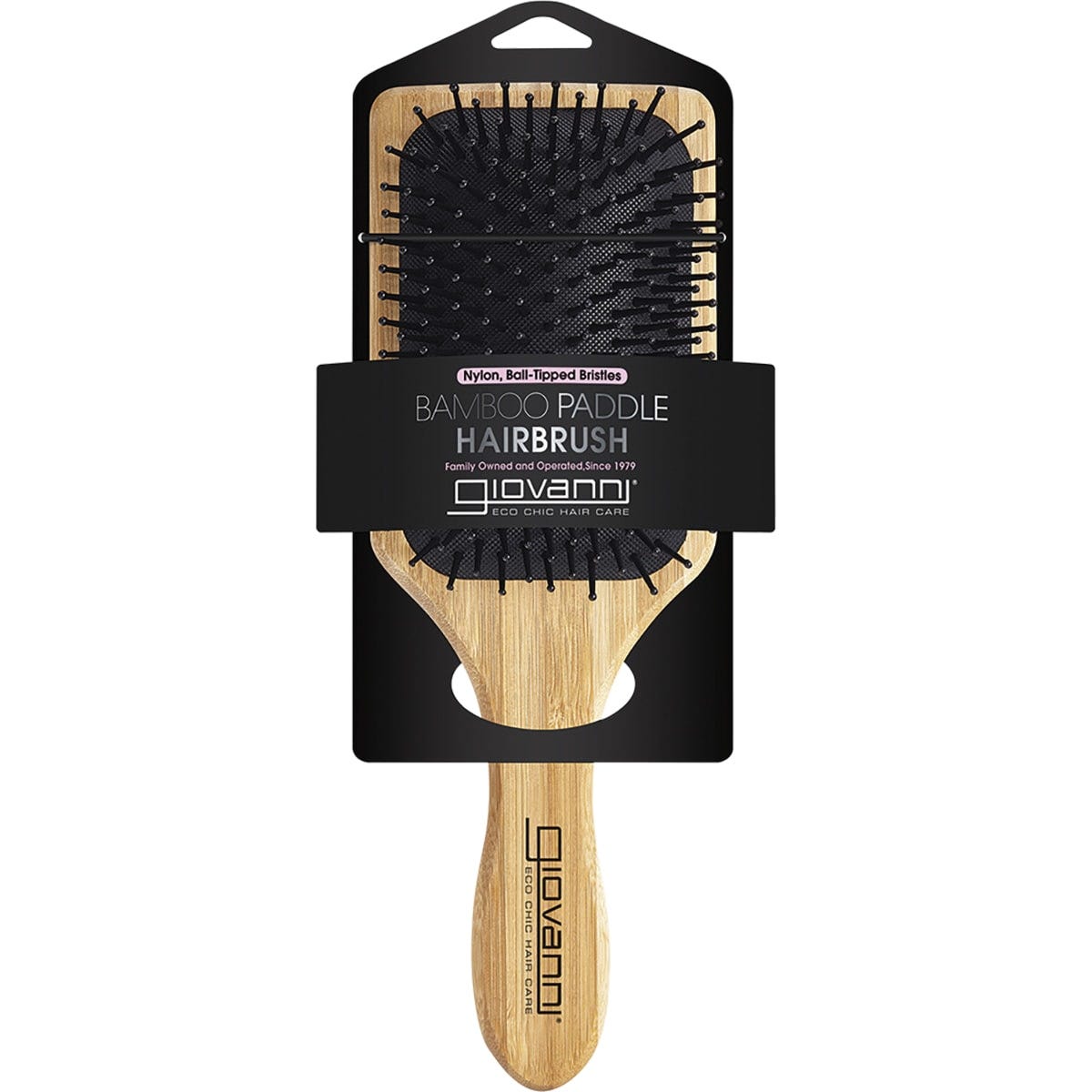 Giovanni- Bamboo Hair Brush Paddle Nylon Ball Tipped Bristles