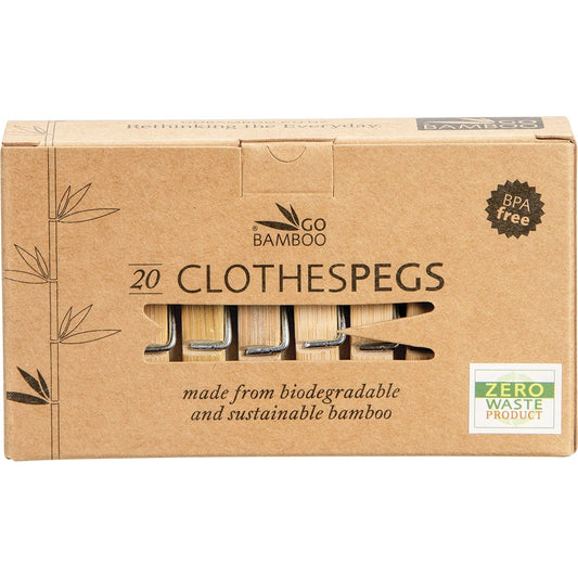 Go Bamboo- Clothes Pegs Biodegradable Bamboo-20pk