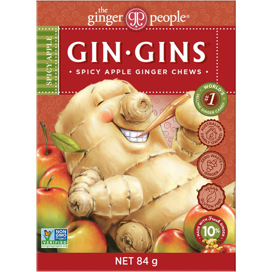 The Ginger People- Gin Gins Ginger Candy Chews Spicy Apple-12x84g