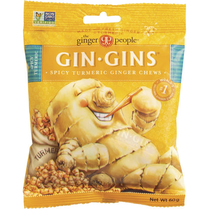 The Ginger People- Gin Gins Ginger Candy Bag Chewy Spicy Turmeric-12x60g