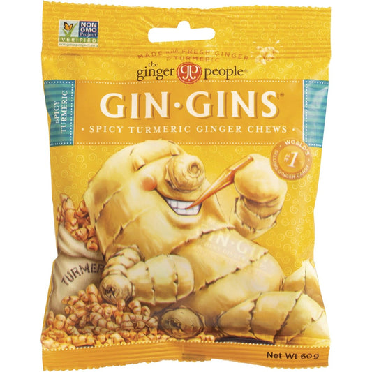 The Ginger People- Gin Gins Ginger Candy Bag Chewy Spicy Turmeric-12x60g