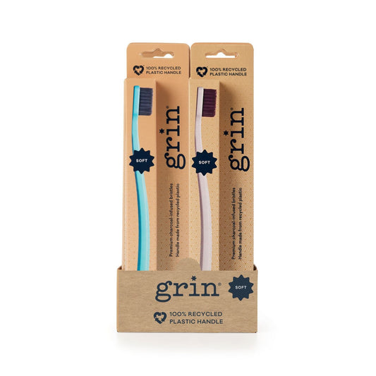 Grin- 100% Recycled Toothbrush Soft Mint, Ivory-x8