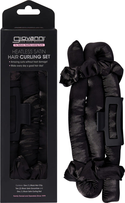 Giovanni- Heatless Satin Hair Curling Set Black