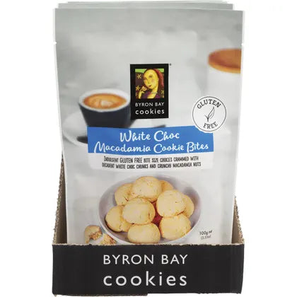 Byron Bay Cookies- Gluten Free Cookie Bites White Choc Macadamia-6x100g