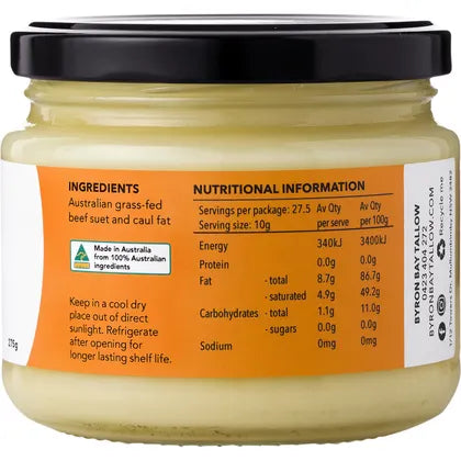 BYRON BAY TALLOW- Grass Fed Beef Tallow-275g