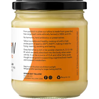 BYRON BAY TALLOW- Grass Fed Beef Tallow-400g