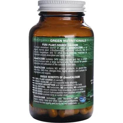 Green Nutritionals- Green Calcium Vegan Capsules 600mg-240 Caps