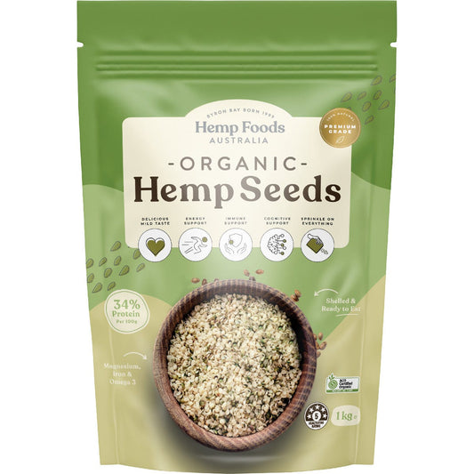 Hemp Foods Australia- Organic Hemp Seeds Hulled-1kg