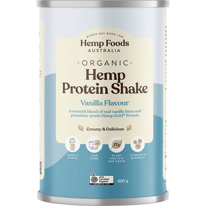 Hemp Foods Australia- Organic Hemp Protein Shake Vanilla-420g