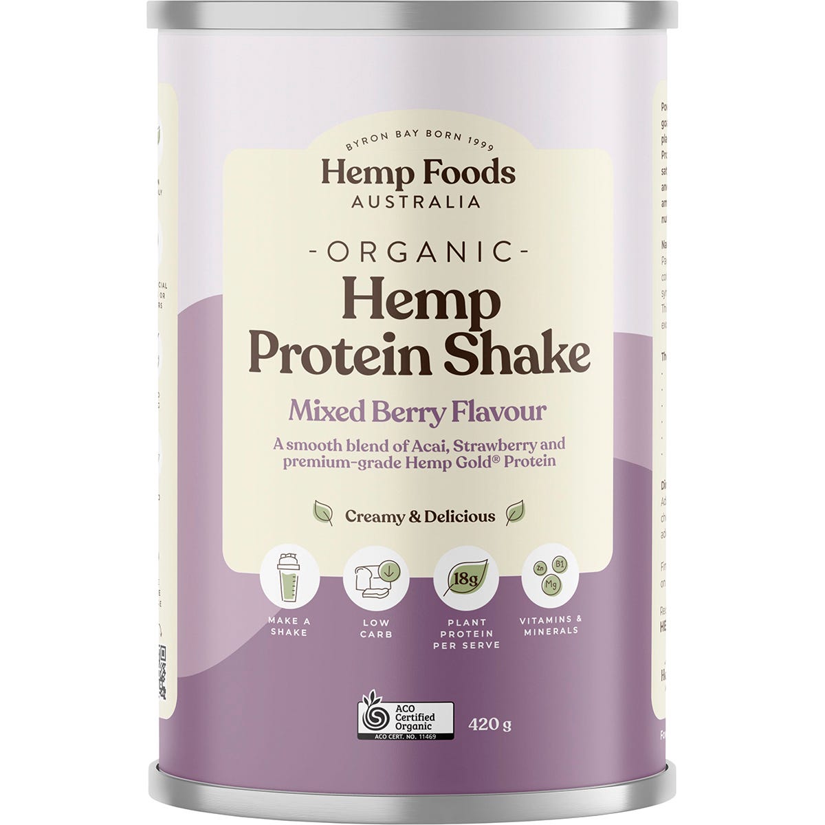 Hemp Foods Australia- Organic Hemp Protein Shake Mixed Berry-420g