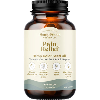 Hemp Foods Australia- Pain Relief with Hemp Gold Seed Oil-60 Caps