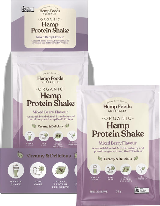 Hemp Foods Australia- Organic Hemp Protein Shake Mixed Berry & Acai-7x35g