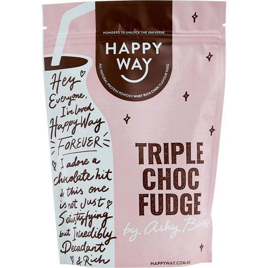 Happy Way- Ashy Bines Whey Protein Powder Triple Choc Fudge-500g
