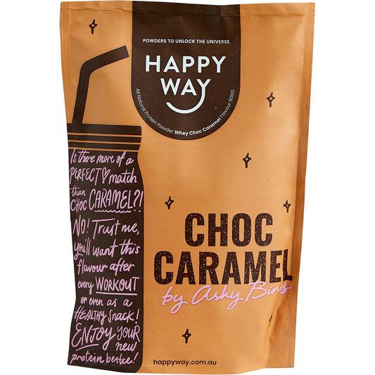 Happy Way- Ashy Bines Whey Protein Powder Choc Caramel-500g