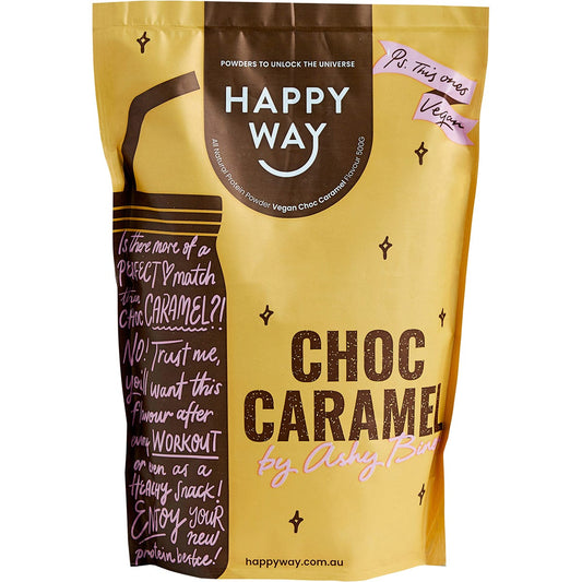 Happy Way- Ashy Bines Vegan Protein Powder Choc Caramel-500g
