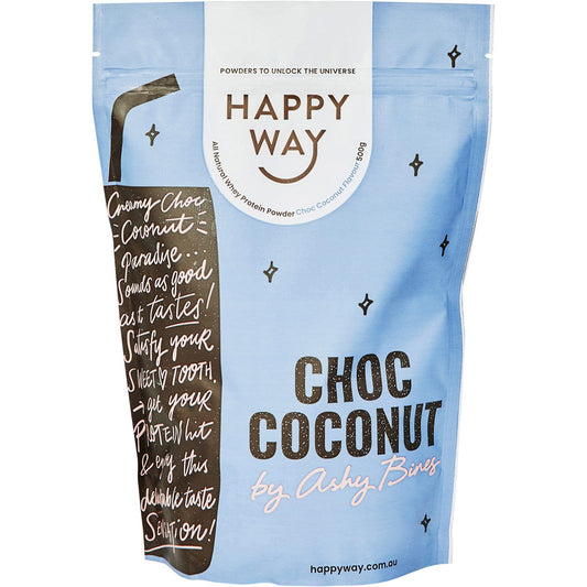 Happy Way- Ashy Bines Whey Protein Powder Choc Coconut-500g