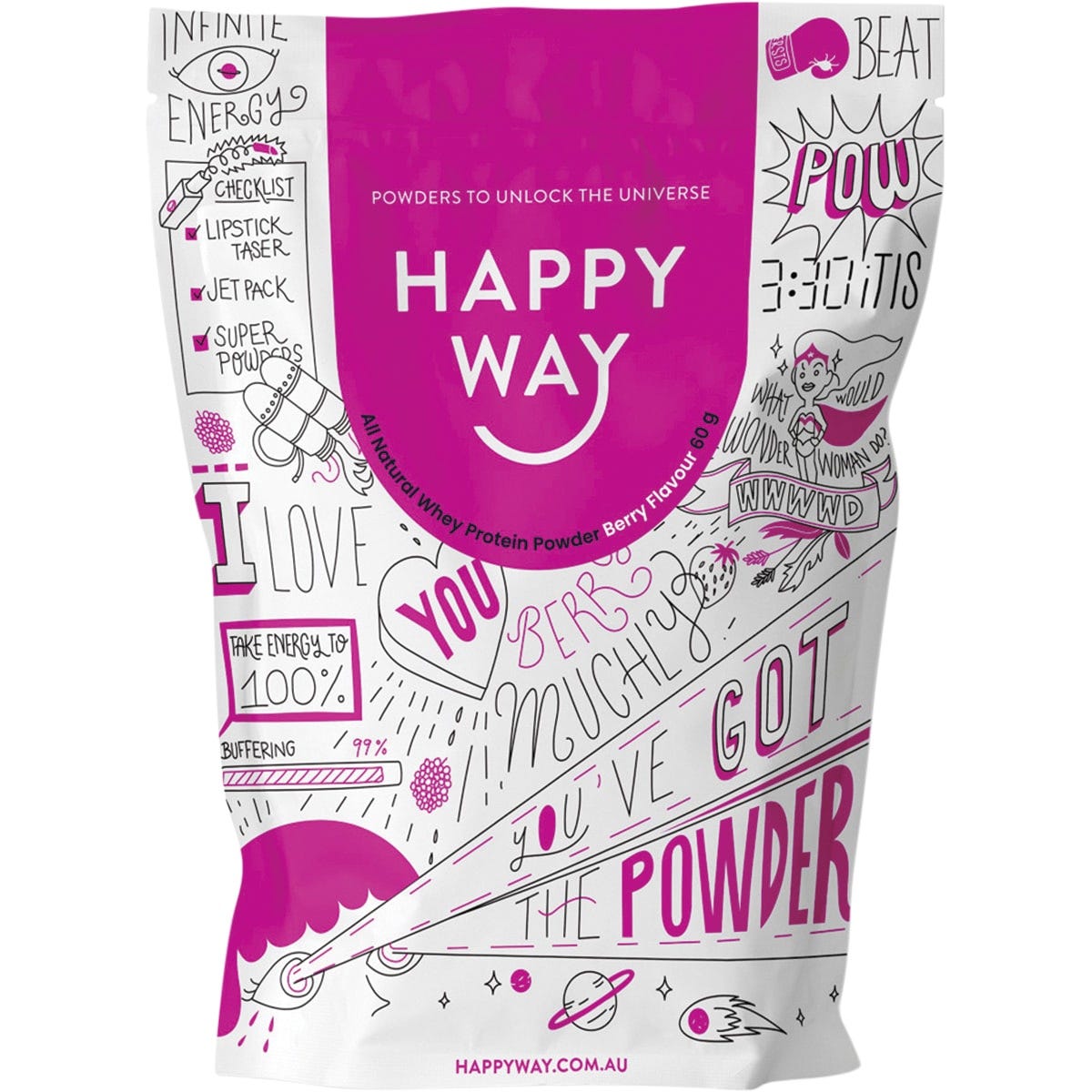 Happy Way- Whey Protein Powder Berry-6x60g