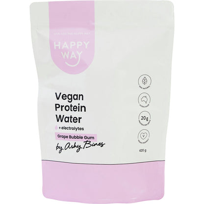 Happy Way- Ashy Bines Vegan Protein Water Grape Bubble Gum-420g