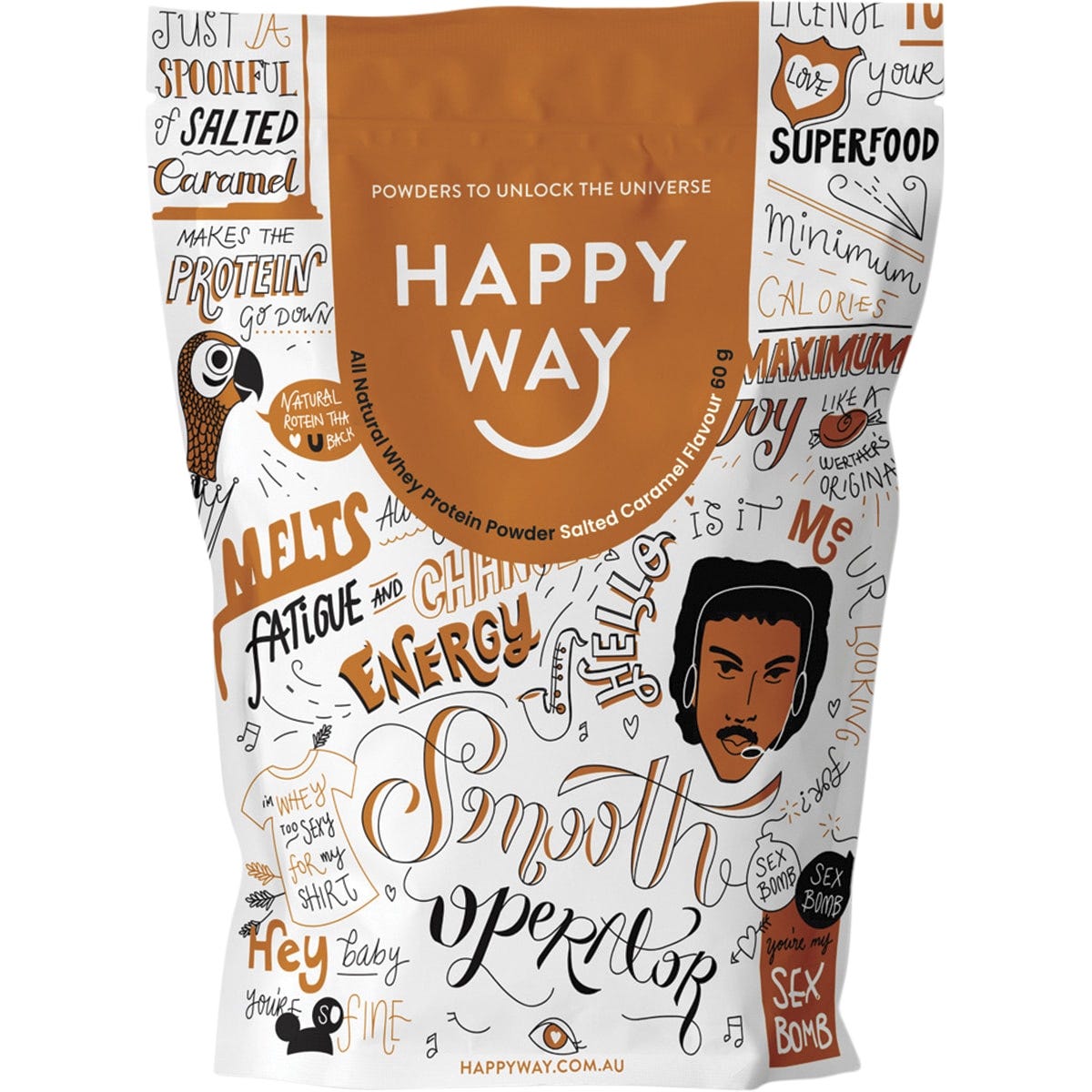 Happy Way- Whey Protein Powder Salted Caramel-6x60g