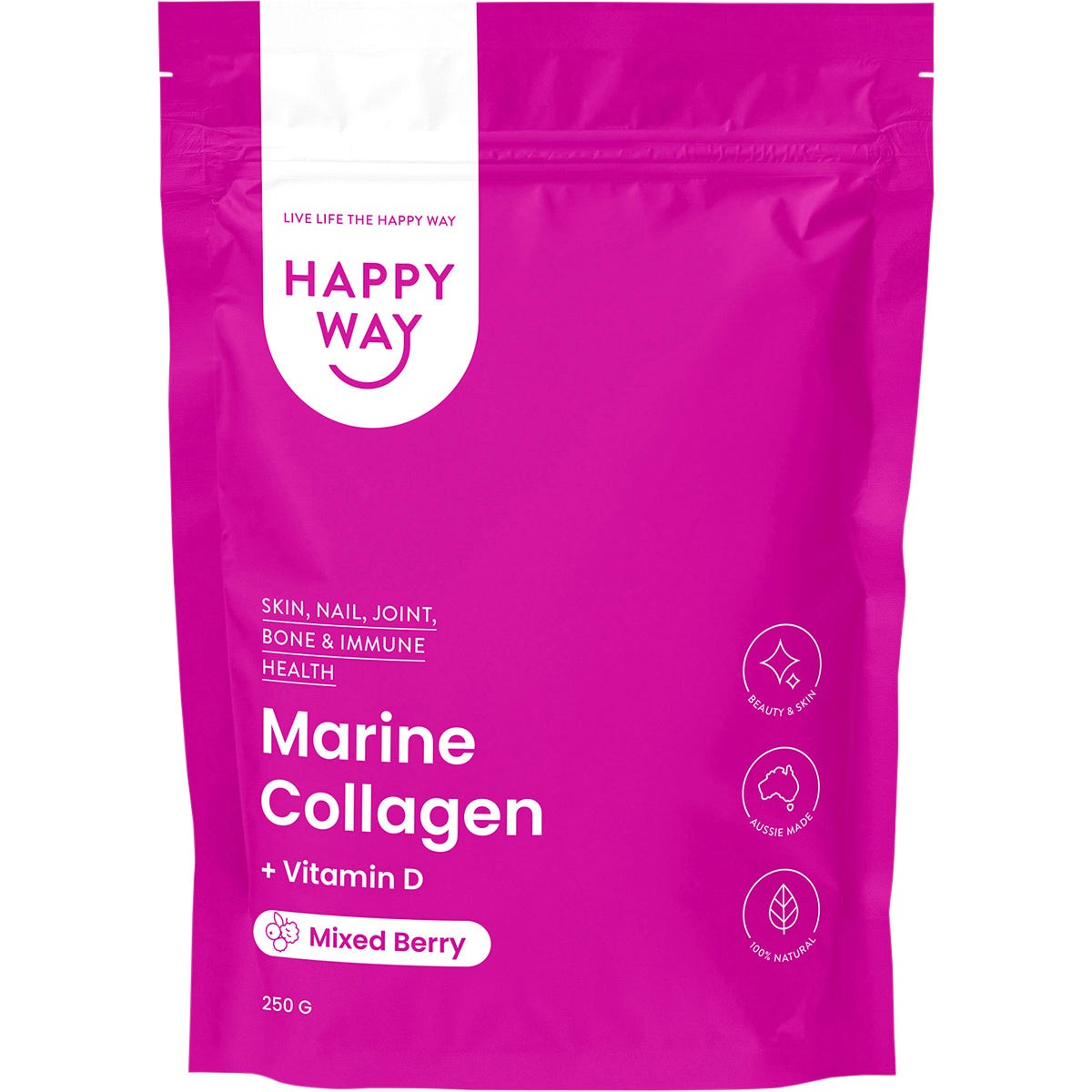 Happy Way- Marine Collagen + Vitamin D Mixed Berry-250g