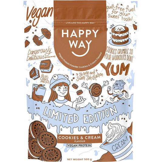 Happy Way- Vegan Protein Powder Cookies & Cream-500g
