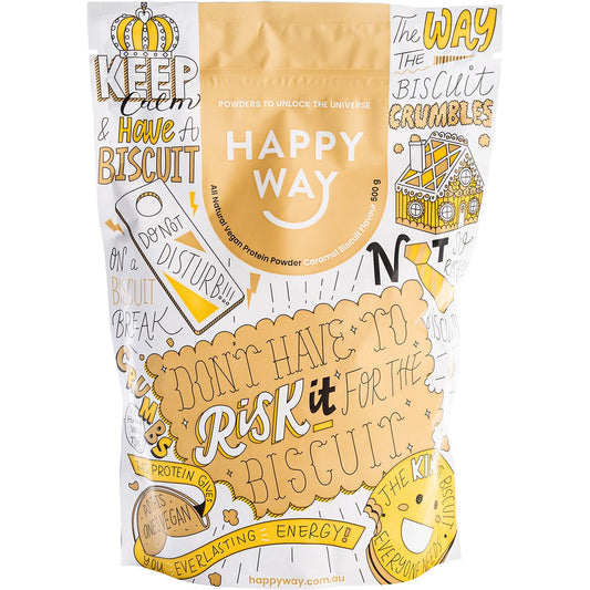 Happy Way- Vegan Protein Powder Caramel Biscuit-500g