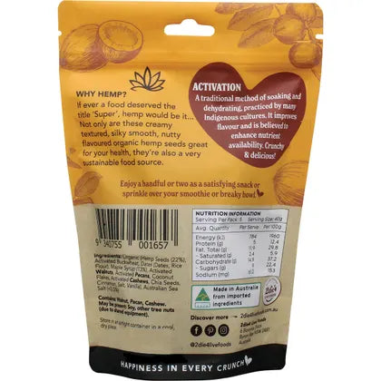 2die4 Live Foods- Hemptations Superfood Hemp Snack Salted Maple-200g