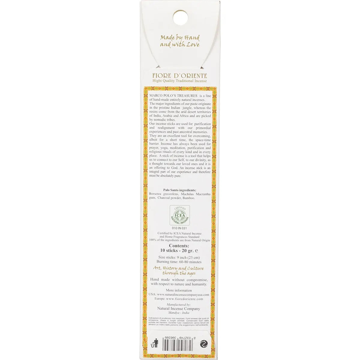Marco Polo's Treasures- Incense Sticks Palo Santo-10pk