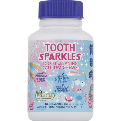 Jack N' Jill- Tooth Sparkles Tooth Cleaning Calcium Chews-3x60 Tabs