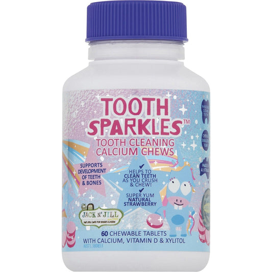Jack N' Jill- Tooth Sparkles Tooth Cleaning Calcium Chews-3x60 Tabs