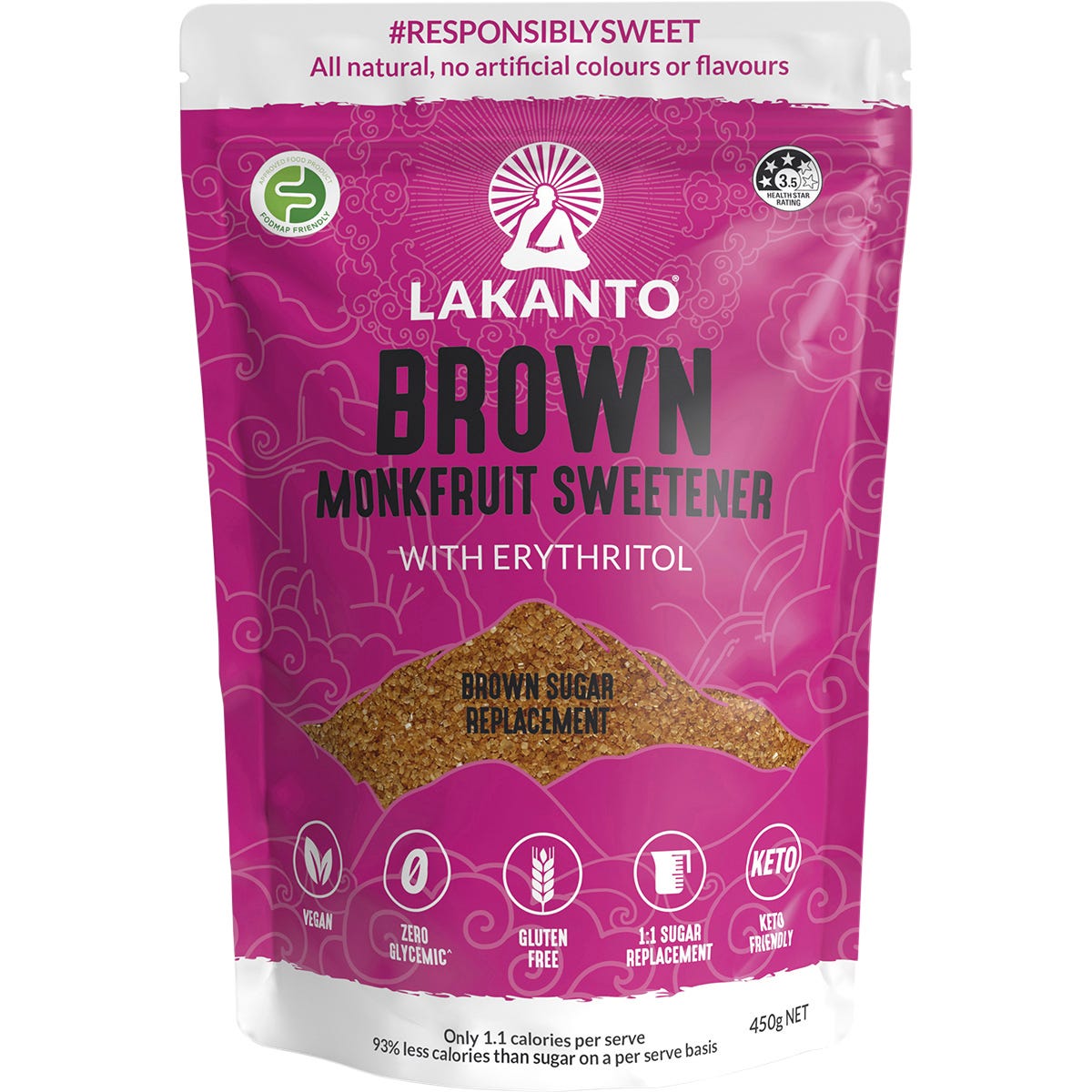 Lakanto- Brown Monkfruit Sweetener Brown Sugar Replacement-450g