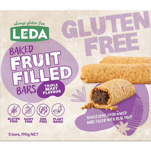 Leda- Baked Fruit Filled Bars Triple Berry Multipack 5 Bars-6x190g