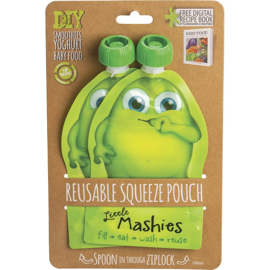 Little Mashies- Reusable Squeeze Pouch Green-2x130ml