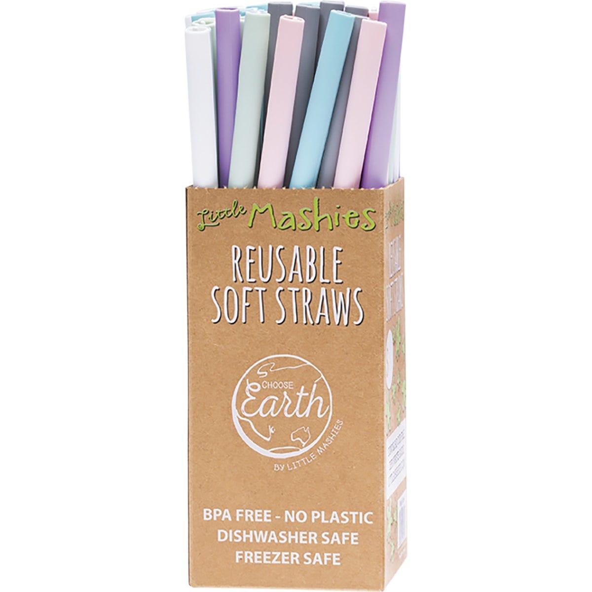 Little Mashies- Reusable Soft Silicone Straws Counter Display + Brushes-x50