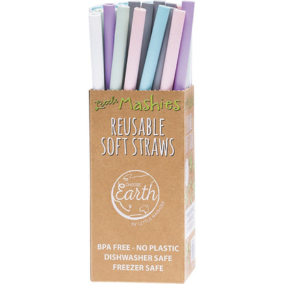 Little Mashies- Reusable Soft Silicone Straws Counter Display + Brushes-x50