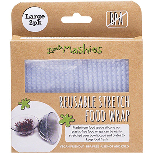 Little Mashies- Reusable Stretch Silicone Food Wrap L (25cm x 25cm)-2pk