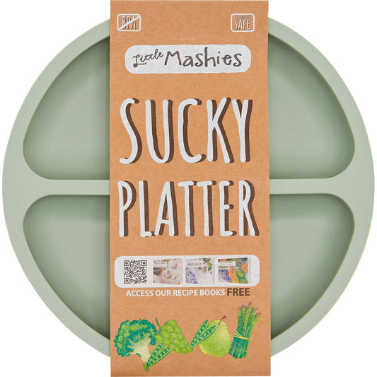 Little Mashies- Silicone Sucky Platter Plate Olive