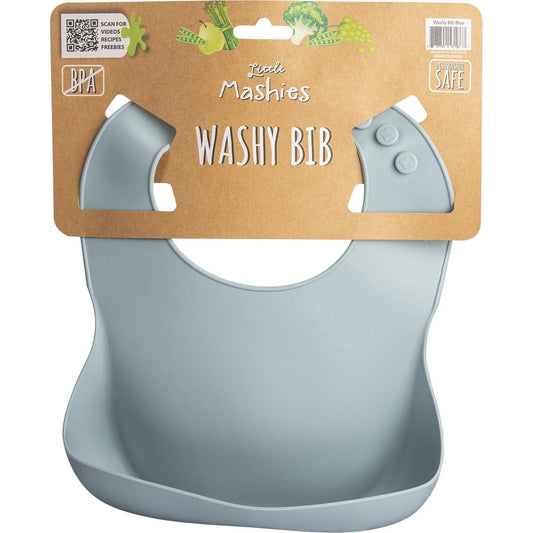 Little Mashies- Silicone Washy Bib Dusty Blue