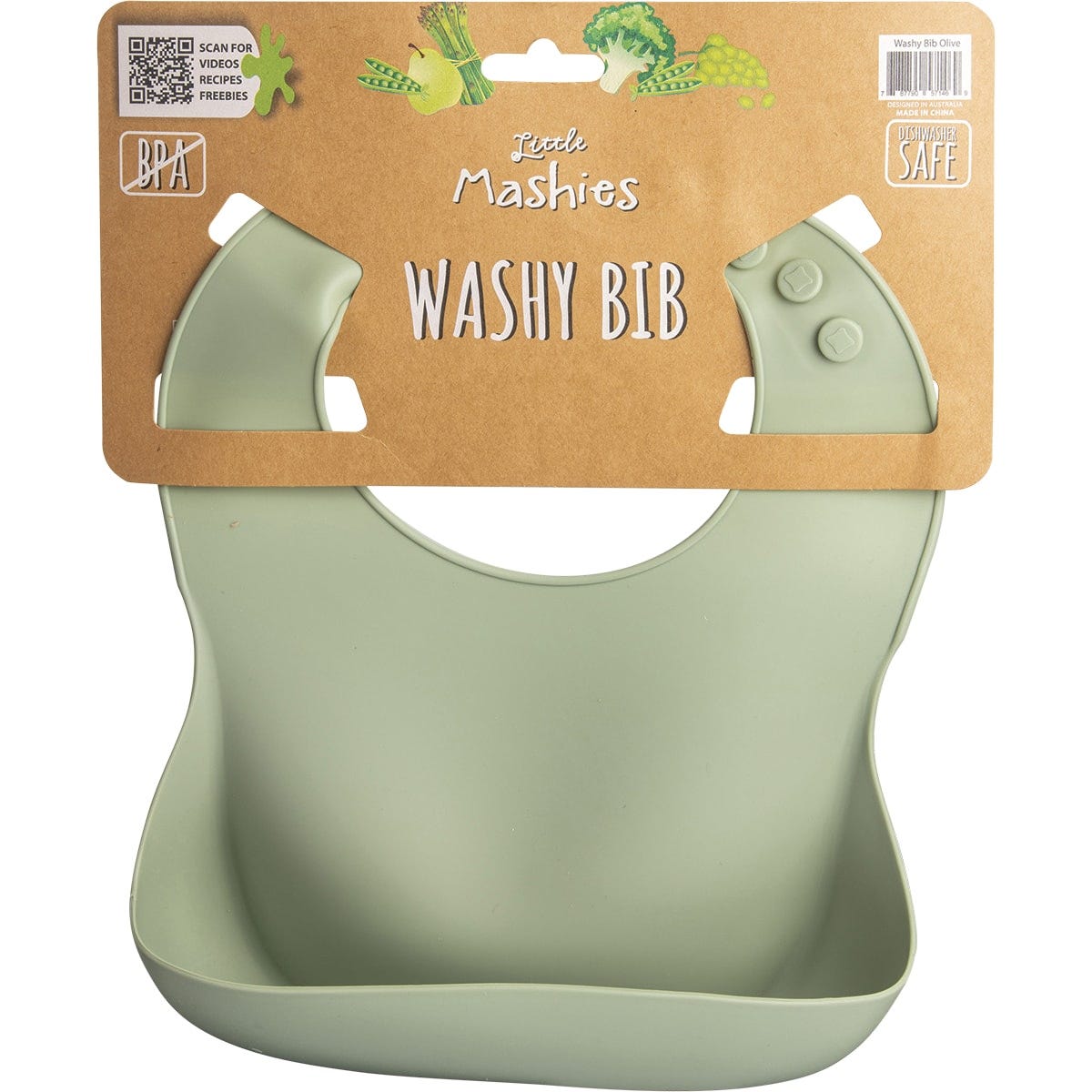 Little Mashies- Silicone Washy Bib Olive