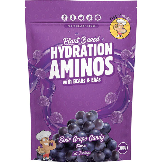 MACRO MIKE- Plant Based Hydration Aminos Sour Grape Candy-300g