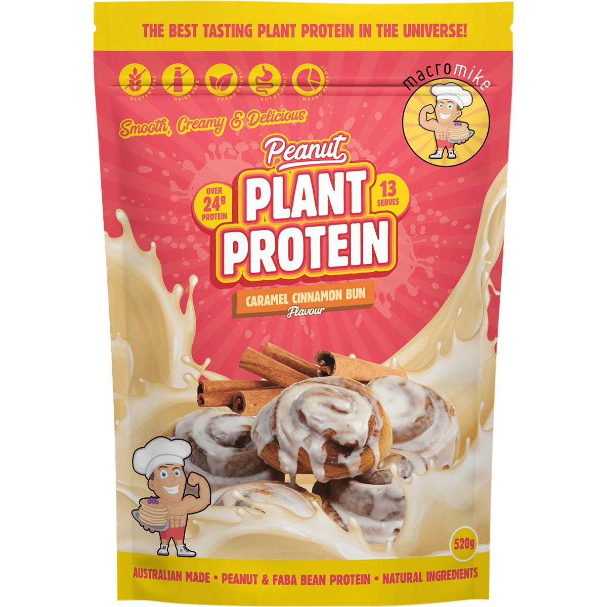 MACRO MIKE- Peanut Plant Protein Caramel Cinnamon Bun-520g