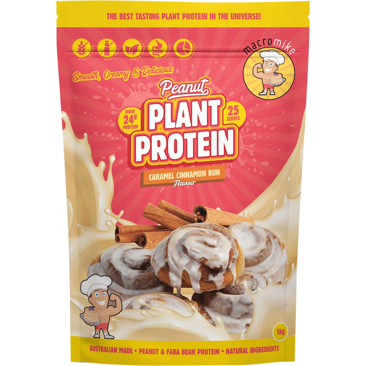 MACRO MIKE- Peanut Plant Protein Caramel Cinnamon Bun-1kg