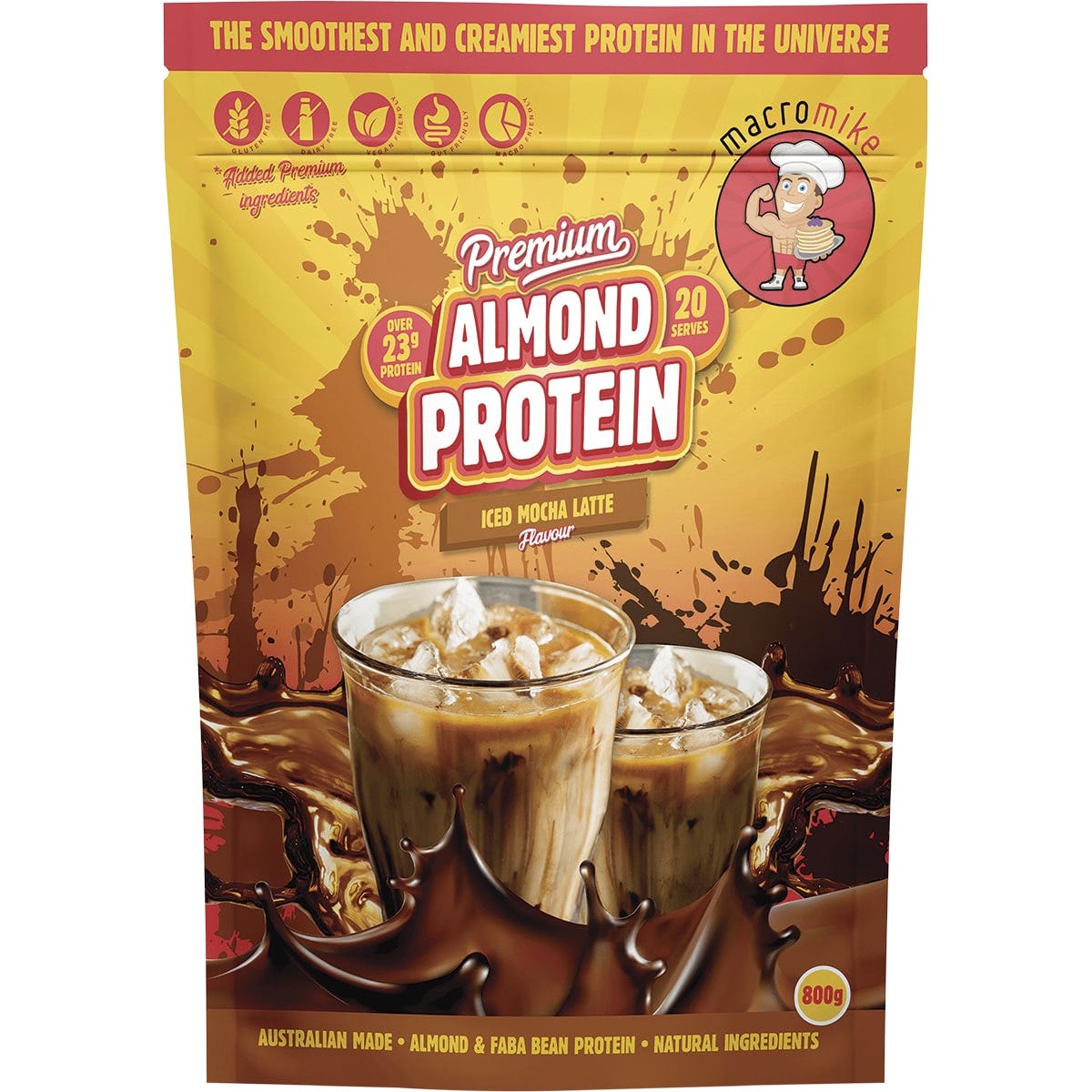 MACRO MIKE- Premium Almond Protein Iced Mocha Latte-800g