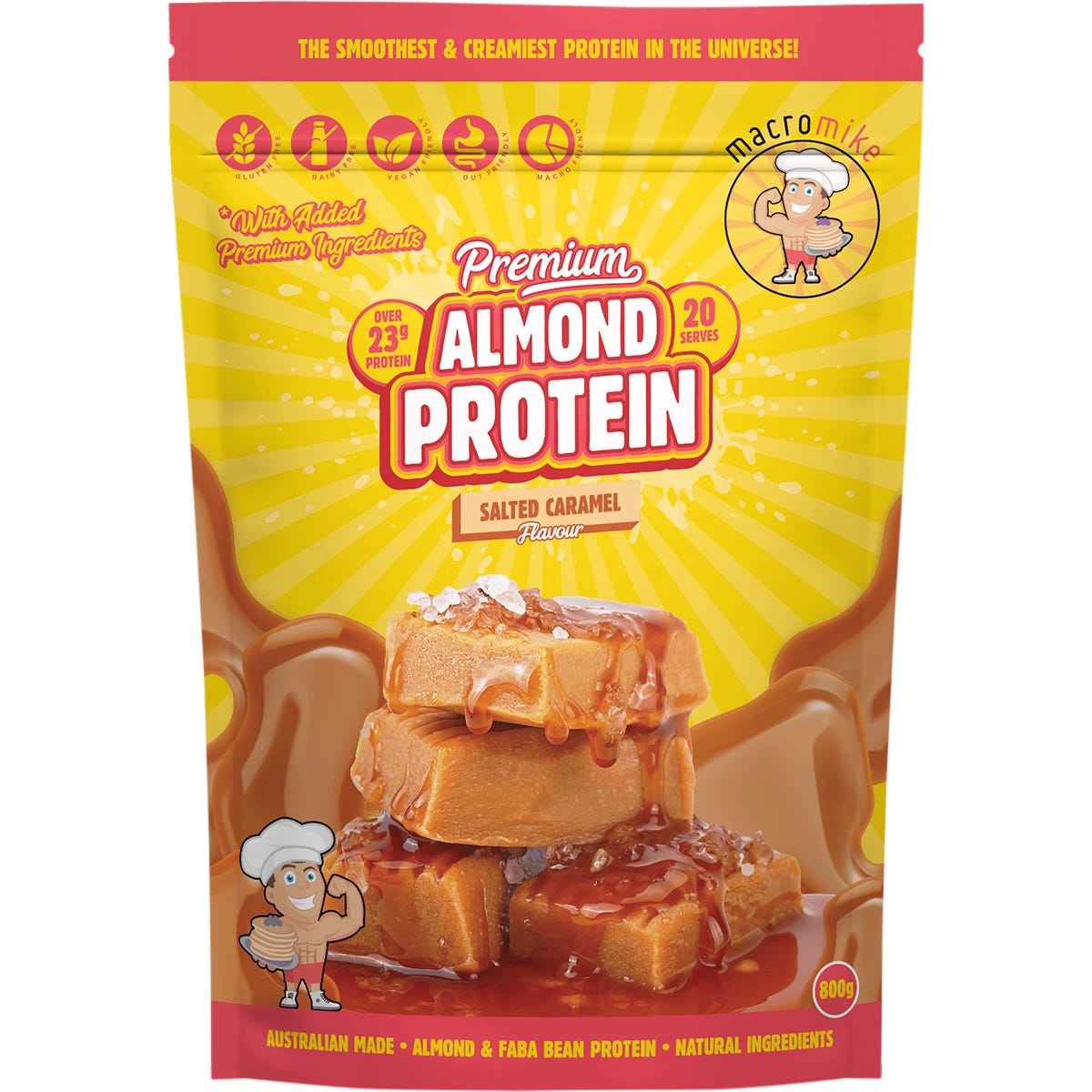 MACRO MIKE- Premium Almond Protein Salted Caramel-800g