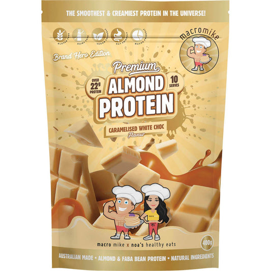 MACRO MIKE- Premium Almond Protein Caramelised White Choc-400g