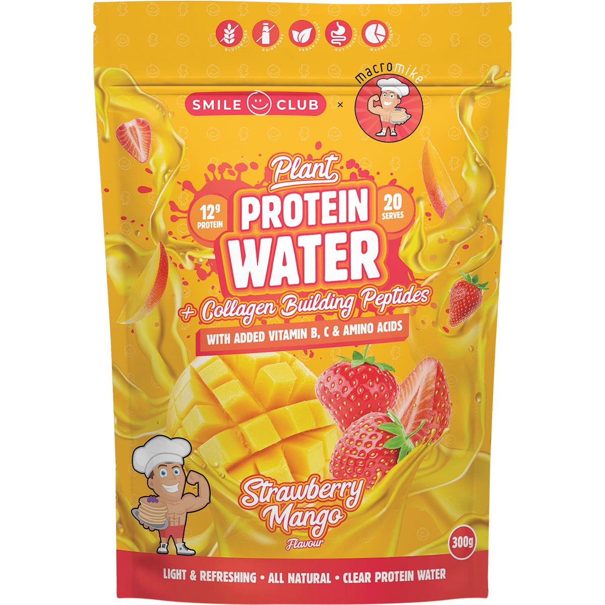 MACRO MIKE- Plant Protein Water Strawberry Mango-300g