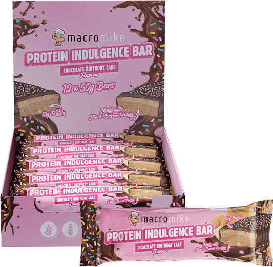 MACRO MIKE- Protein Indulgence Bar Chocolate Birthday Cake-12x50g