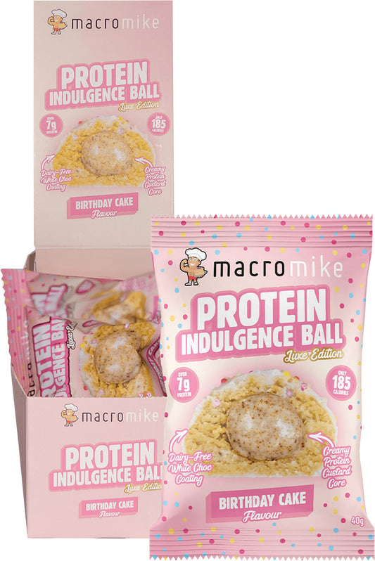 MACRO MIKE- Protein Indulgence Ball Birthday Cake-12x40g