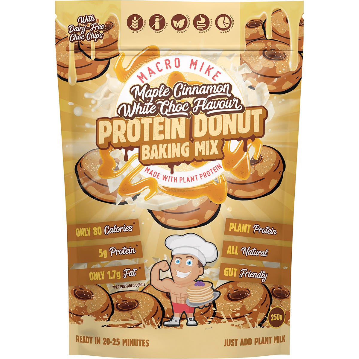 MACRO MIKE- Protein Donut Baking Mix Maple Cinnamon White Choc Chip-250g